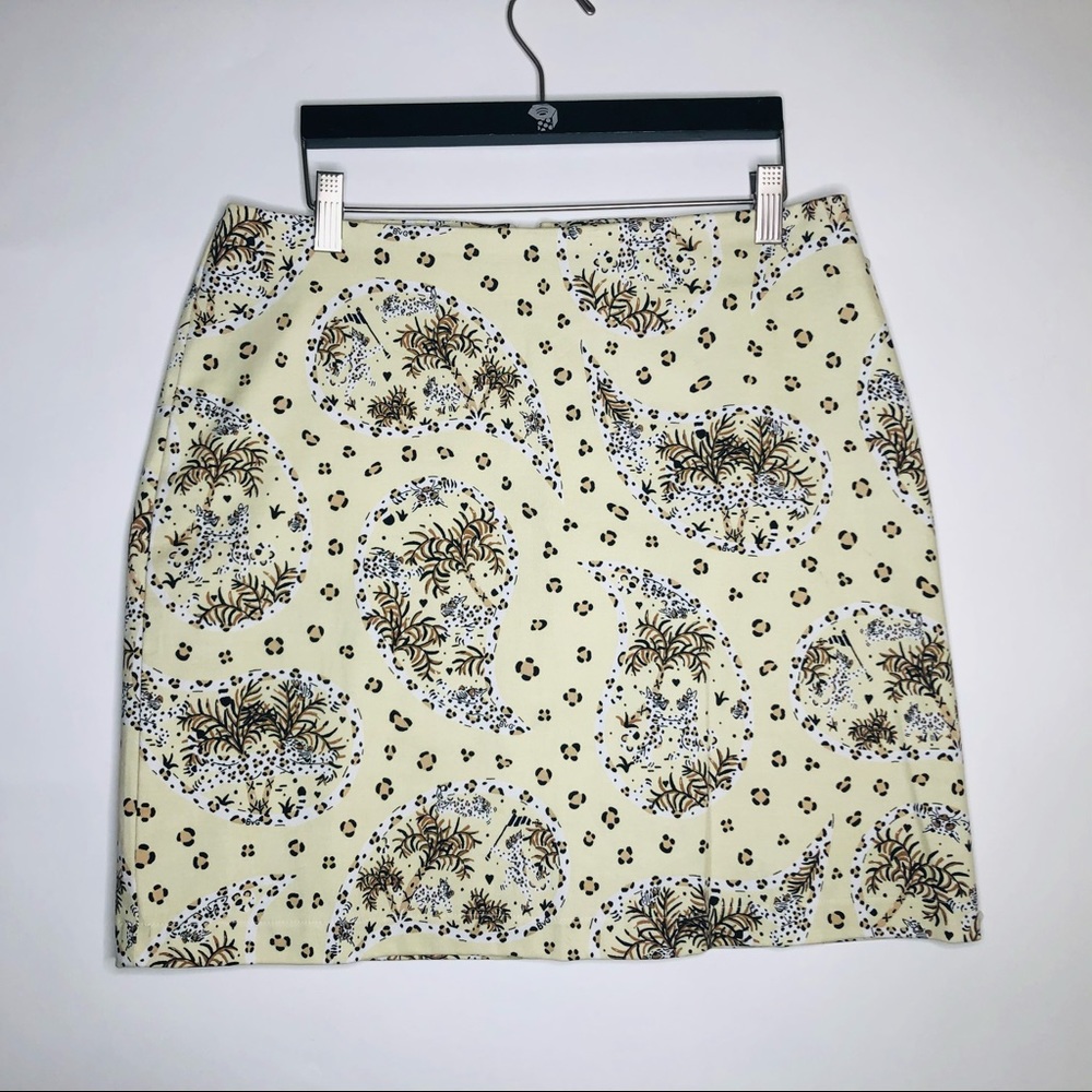GOVANGO pale yellow mini skirt paisley cheetah 6